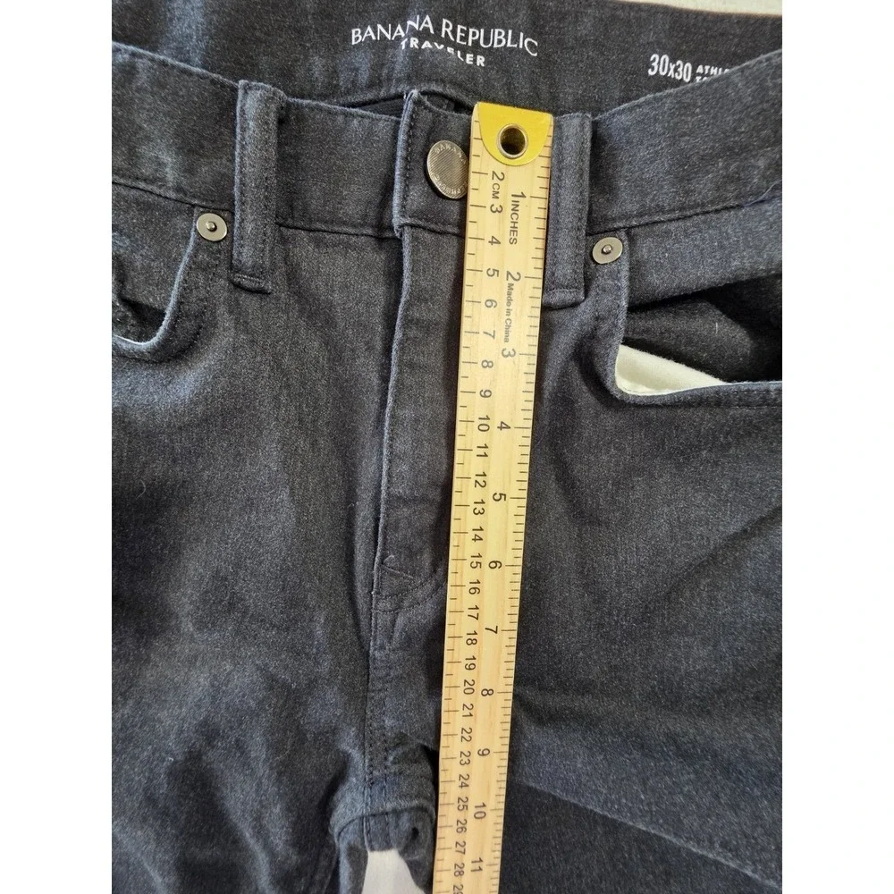Banana Republic Traveler Jeans Men 30x30 Athletic Tapered Fit Black Stretch
